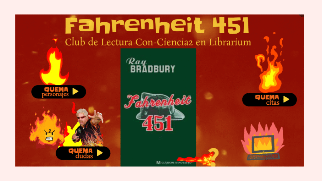Actividades de lectura Fahrenheit 451 en Genially. Creación propia.